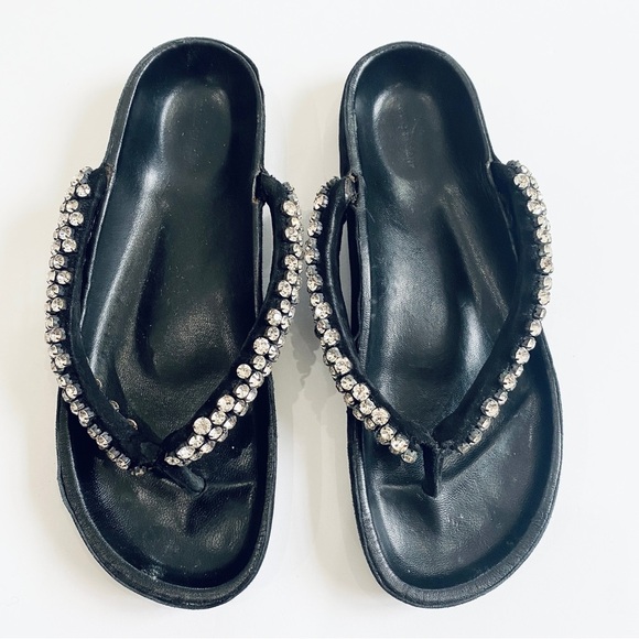 Isabel Marant rhinestone suede leather thong sandals - Picture 1 of 8